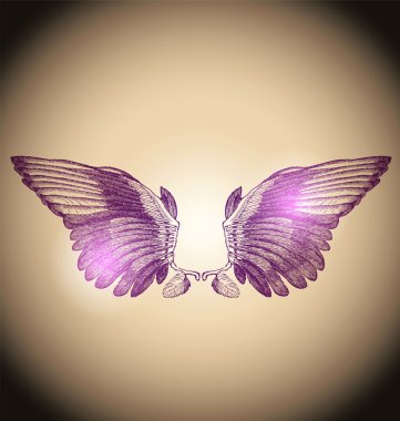 Engraving of wings design elements clipart