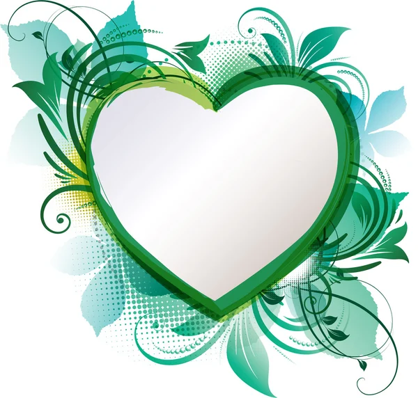 Yeşil kalp çiçek arka plan — Stok Vektör