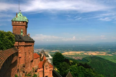 View on lands from medieval castle clipart