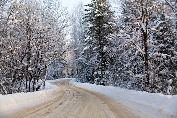 蜿蜒的冬天路 — 图库照片