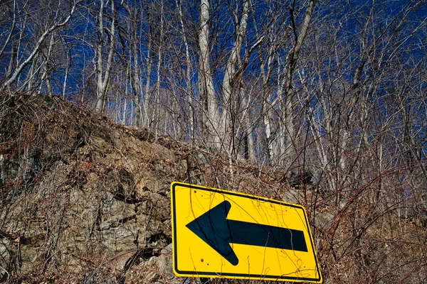 Sarı yol işareti — Stok fotoğraf