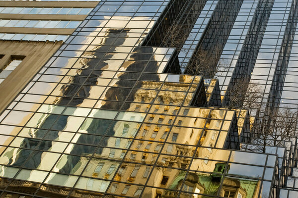 Reflect of building in glass building