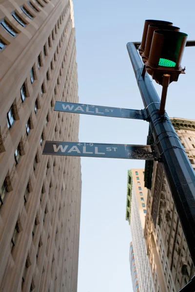 Crossing of Wall St and Broadway in NY — Stock Photo, Image