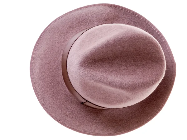 Brown felt man 's hat top view — стоковое фото