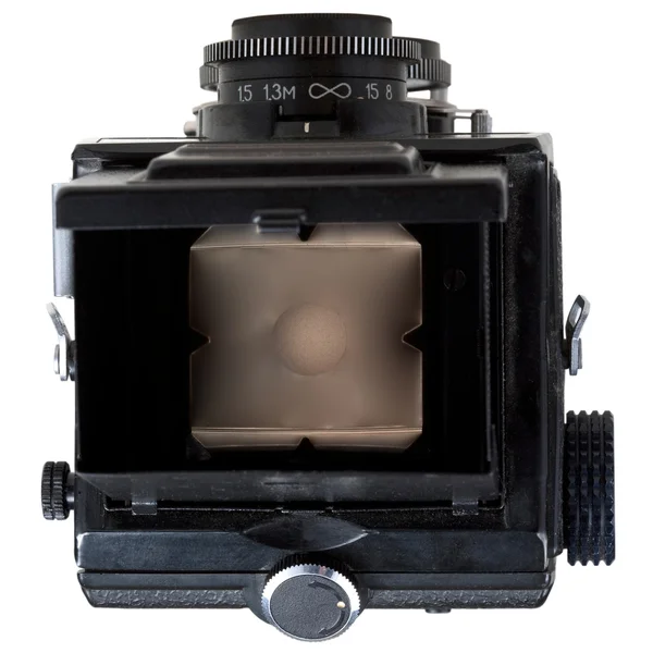 Mat focus glas in retro camera — Stockfoto
