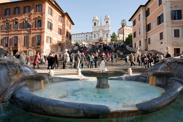 Fountain on Spanish square, Rome — Stock Photo, Image