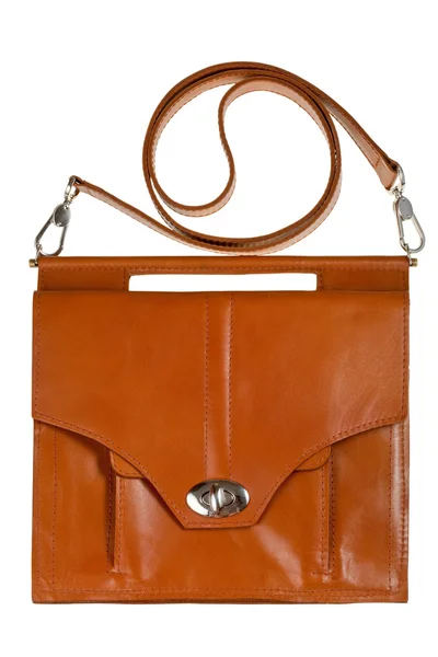 Hnědá kožená dámská taška — Stock fotografie