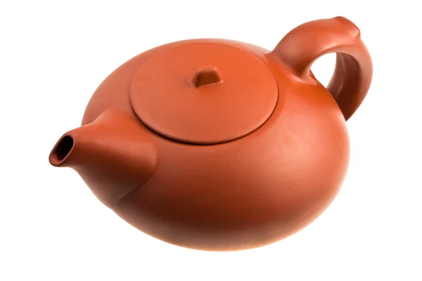 孤立在白色的棕色中国茶壶 — 图库照片