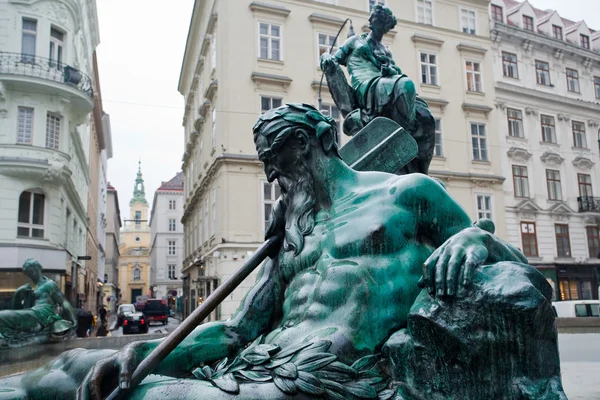 Pomnik donnerbrunnen fontanna, Wiedeń, austria — Zdjęcie stockowe