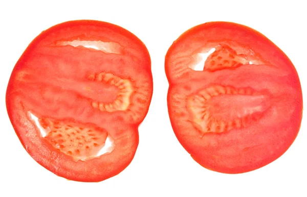 Två skivor röd tomat — Stockfoto