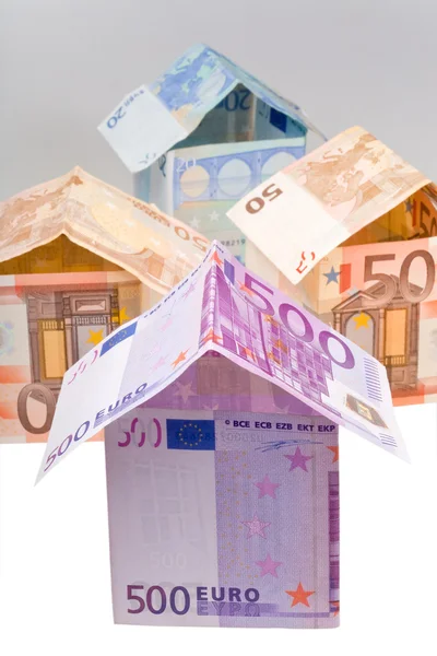 Expensive houses from euro banknotes — Stock Photo, Image