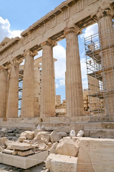 Säulen von Parthenon, Akropolis, Athen, — Stockfoto