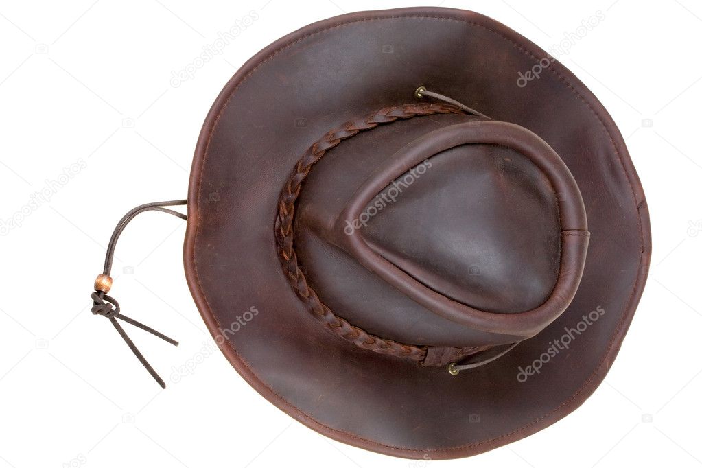 Leather brown cowboy hat