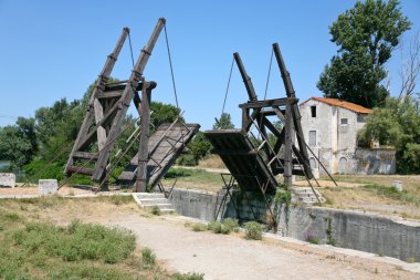 Drawbridge in country side clipart