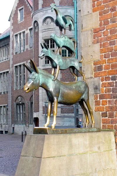 Escultura de bronce de Los músicos de Bremen — Foto de Stock