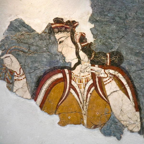 Фрагмент фреска з острова Санторіні — стокове фото
