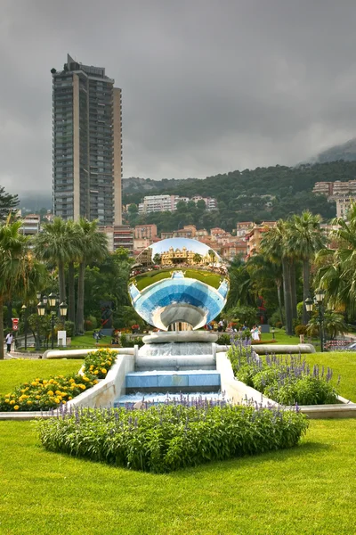 Reflection of Casino Monte Carlo in sphere — Stock Photo, Image