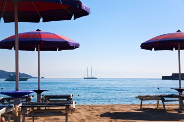 Sand beach in Giardini Naxos clipart