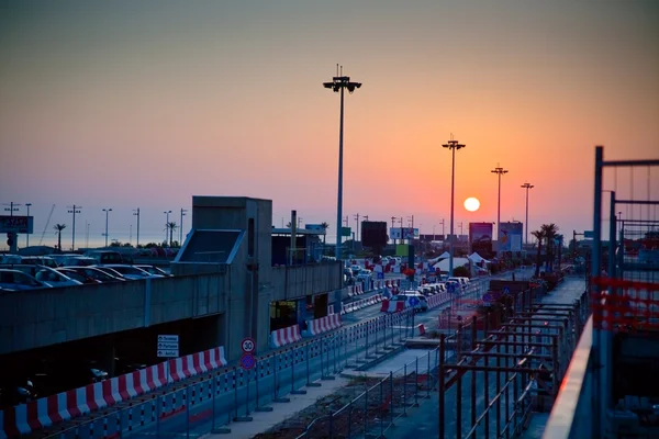Sonnenaufgang am Flughafen Palermo, Sizilien — Stockfoto