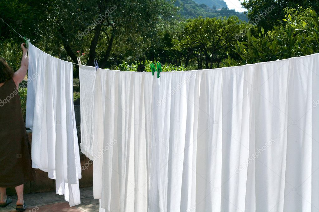 Drying of white linens