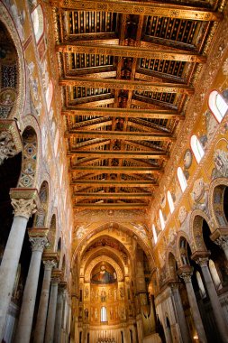 Gold painted ceiling of Monreale Cathedral clipart