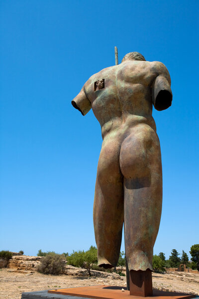 Bronze statue in Valley of the Temples in Agrigento, Sicily
