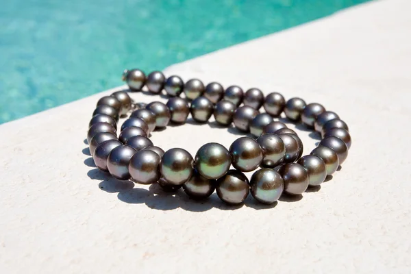 stock image Black pearl necklace