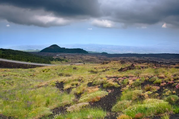Bergweg op vulkaan etna — Stockfoto