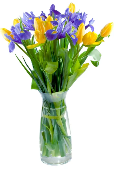 Stock image Bunch of flowers in glass vase