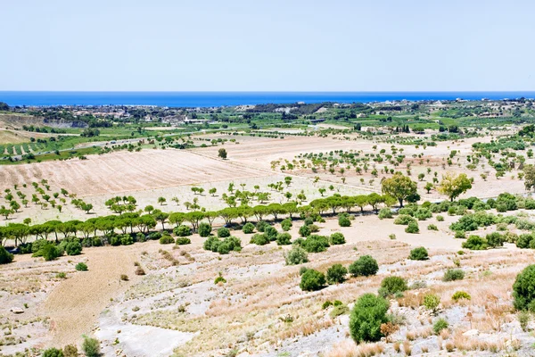 Obszarów wiejskich widok na wybrzeże Morza Śródziemnego, w regionie Sycylia — Zdjęcie stockowe