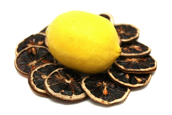 Citronová šťáva a suché citrónem Stock Snímky