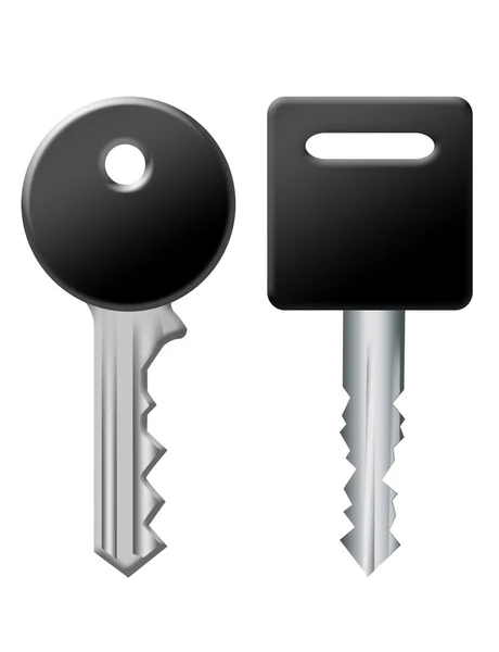 Schwarze und silberne Schlüssel — Stockfoto