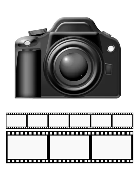 Cámara y tira de película —  Fotos de Stock