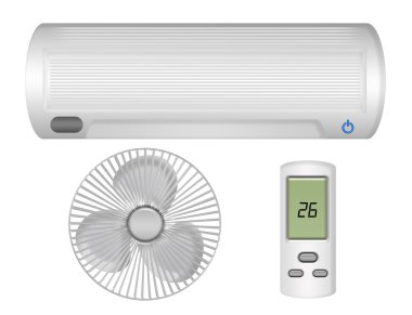 Air conditioning, ventilator and control clipart