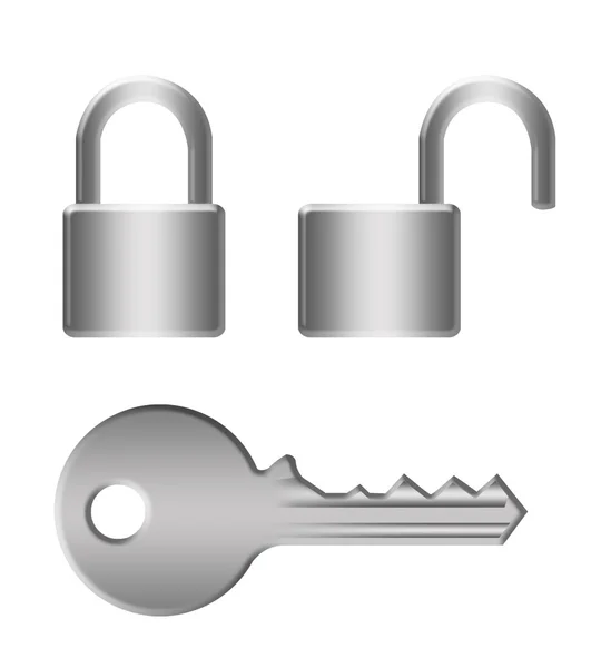 Cadeado metálico e chave — Fotografia de Stock
