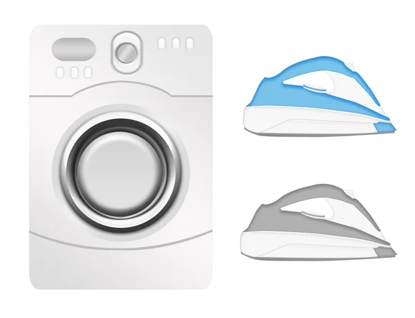 Tvättmaskin och strykjärn — Stockfoto