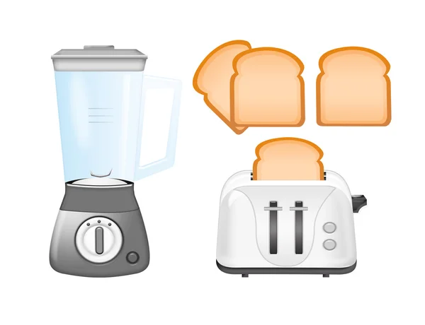 Blender, ekmek kızartma makinesi ve ekmek — Stok fotoğraf