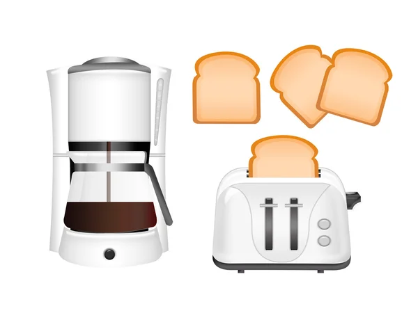 Ekmek kızartma makinesi ve kahve makinesi — Stok fotoğraf