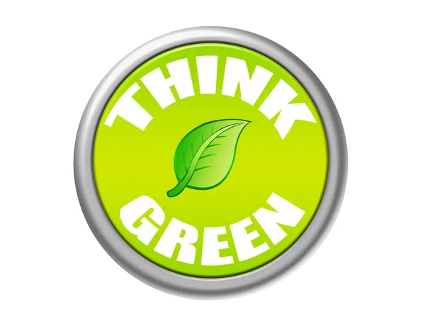Мыслить зеленой кнопкой — стоковое фото
