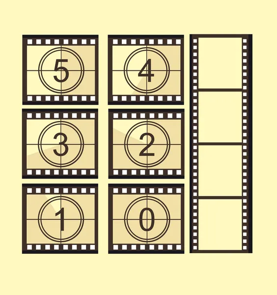 Starý filmový pás odpočítávání — Stockový vektor
