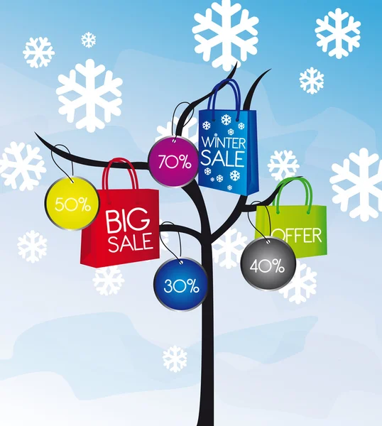 Zimní strom prodej — Stockový vektor