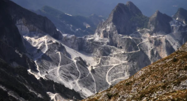 stock image Landscape mountain, marble quarries of Carrara.