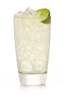 Cocktail with lime and Ice isolation on a white clipart