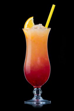 Tequila sunrise Cocktail isolated on a black clipart