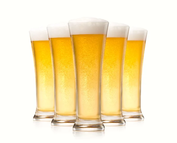 Glasses of beer isolated over white — Stock Photo, Image