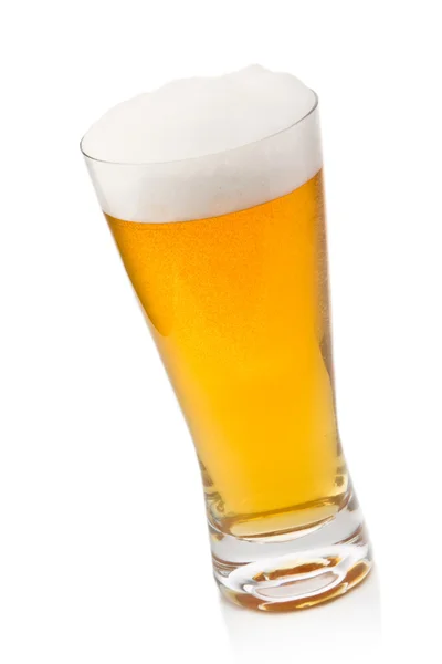 Beer into glass isolated on white — Stock Photo, Image