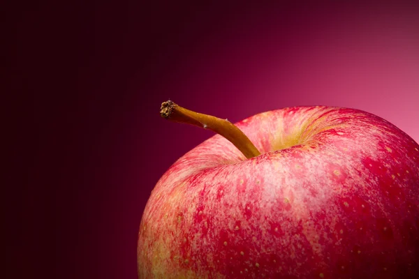 Rött äpple. makro. på en röd toning — Stockfoto