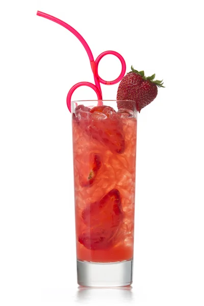 Strawberry cocktail with chrushed ice on a white — Stock Photo, Image