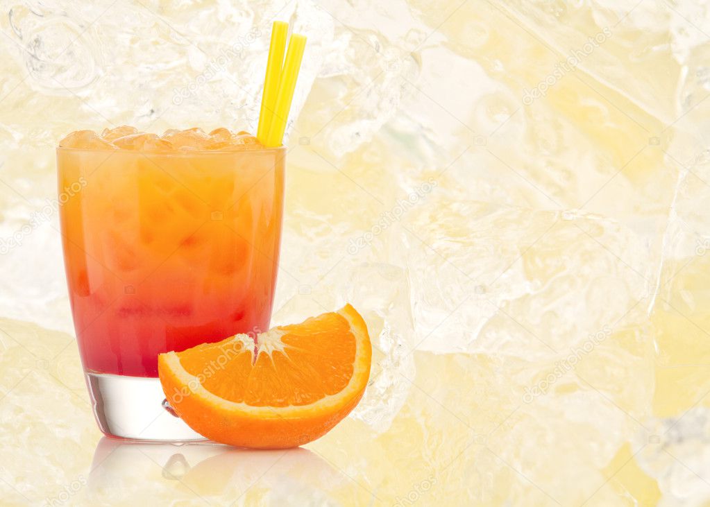 Tequila sunrise Cocktail with textured background