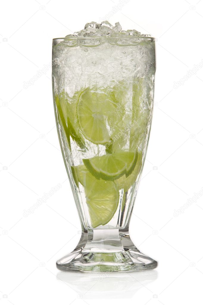 Cocktail with lime and Ice